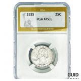 1935 Washington Silver Quarter PGA MS65