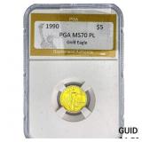 1990 1/10oz $5 Gold Eagle PGA MS70 PL