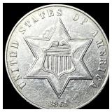 1861 Silver Three-Cent Piece CLOSELY UNCIRCULATED