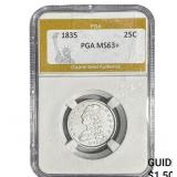 1835 Capped Bust Quarter PGA MS63+