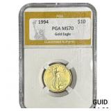 1994 1/4oz $10 Gold Eagle PGA MS70