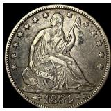 1854 Arrows Seated Liberty Half Dollar NEARLY UNCI