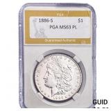 1886-S Morgan Silver Dollar PGA MS63 PL
