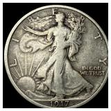1917-S Silver Walking Liberty Half Dollar ABOUT UN