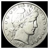 1908-D Silver Barber Half Dollar NEARLY UNCIRCULAT