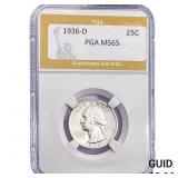 1936-D Washington Silver Quarter PGA MS65