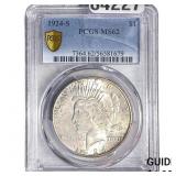 1924-S Silver Peace Dollar PCGS MS62