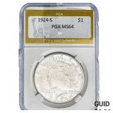 1924-S Silver Peace Dollar PGA MS64