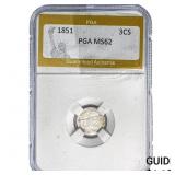 1851 Silver Three Cent PGA MS62