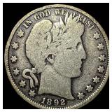 1892 Silver Half Dollar (Barber) LIGHTLY CIRCULATE