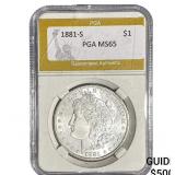 1881-S Morgan Silver Dollar PGA MS65