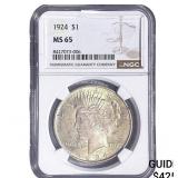1924 Silver Peace Dollar NGC MS65