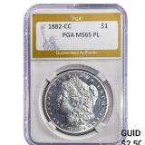 1882-CC Morgan Silver Dollar PGA MS65 PL
