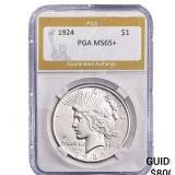 1924 Silver Peace Dollar PGA MS65+