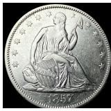 1857 Silver Half Dollar (Seated Liberty) NEARLY UN