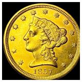 1857 Liberty Head Gold Quarter Eagle $2.50 CLOSELY