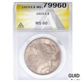 1923-S Silver Peace Dollar ANACS MS60