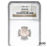 1935 Mercury Silver Dime NGC MS65 FB