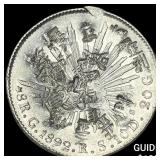 1892 Mexico Silver 1 Peso Punch Marked NEARLY UNCI