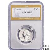 1936 Washington Silver Quarter PGA MS65
