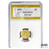 1996 1/10oz $5 Gold Eagle PGA MS70