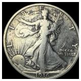 1916-S Silver Walking Liberty Half Dollar LIGHTLY