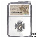 Roman Empire Nero 54-68 AD Silver Denarius NGC Ch