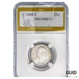 1948-S Washington Silver Quarter PGA MS67+