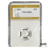 1861 Silver Three Cent PGA MS62