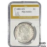 1882-O/S Morgan Silver Dollar PGA AU55+
