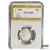 1891 Seated Liberty Quarter PGA MS66