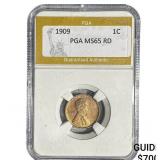 1909 Wheat Cent PGA MS65 RD