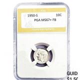 1950-S Roosevelt Dime PGA MS67+ FB