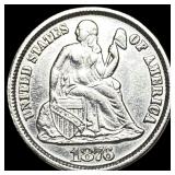 1876-CC Silver Seated Liberty Dime CLOSELY UNCIRCU