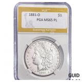 1881-O Morgan Silver Dollar PGA MS65 PL