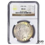1935 Silver Peace Dollar NGC MS62
