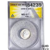 1958-D Roosevelt Dime ANACS MS67 FSB