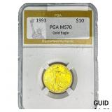 1993 1/4oz $10 Gold Eagle PGA MS70