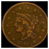 1842 Braided Hair Large Cent ABOUT  UNCIRCULATED