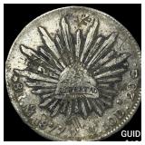 1877 Mexico Silver 1 Peso Punch Marked NEARLY UNCI