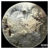 Mexico Silver 1 Peso Punch Marked NEARLY UNCIRCUL