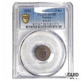 1832 Nassau Copper 3 Kreuzer PCGS AU58