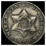 1852 Silver Three-Cent Piece NEARLY UNCIRCULATED