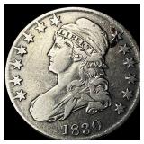 1830 Capped Bust Half Dollar ABOUT UNCIRCULATED