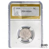 1936 Buffalo Nickel PGA MS64