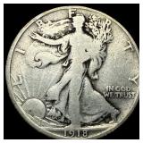 1918-S Silver Walking Liberty Half Dollar NICELY C