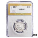 1859 Seated Liberty Quarter PGA MS61