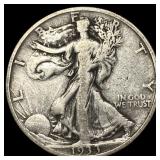 1933-S Silver Walking Liberty Half Dollar LIGHTLY