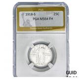 1918-S Standing Liberty Quarter PGA MS64 FH