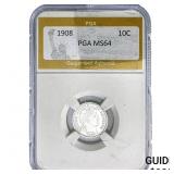 1908 Barber Dime PGA MS64